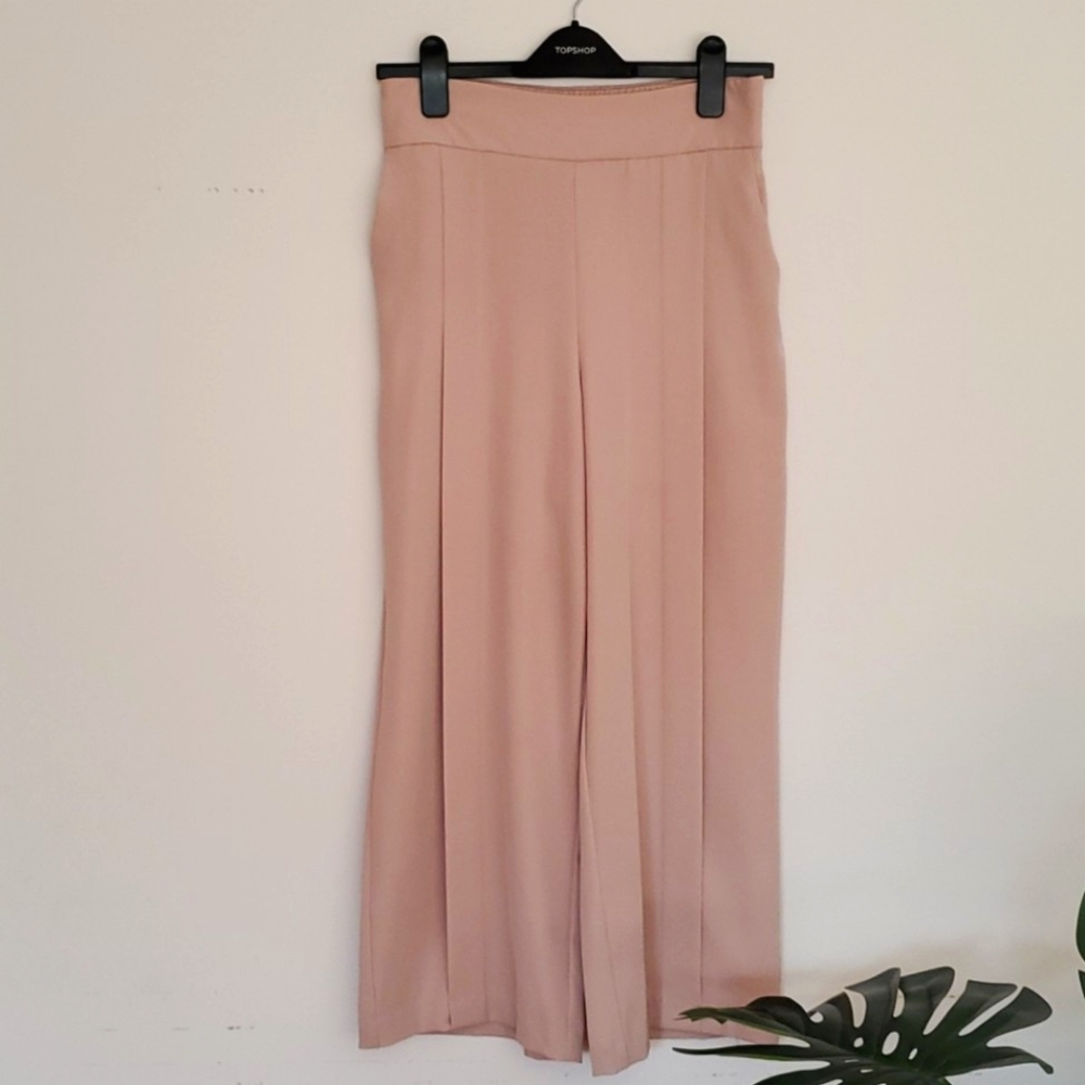 Zara Basic Beige Wide Leg Pants Size XS - Picture 1 of 12